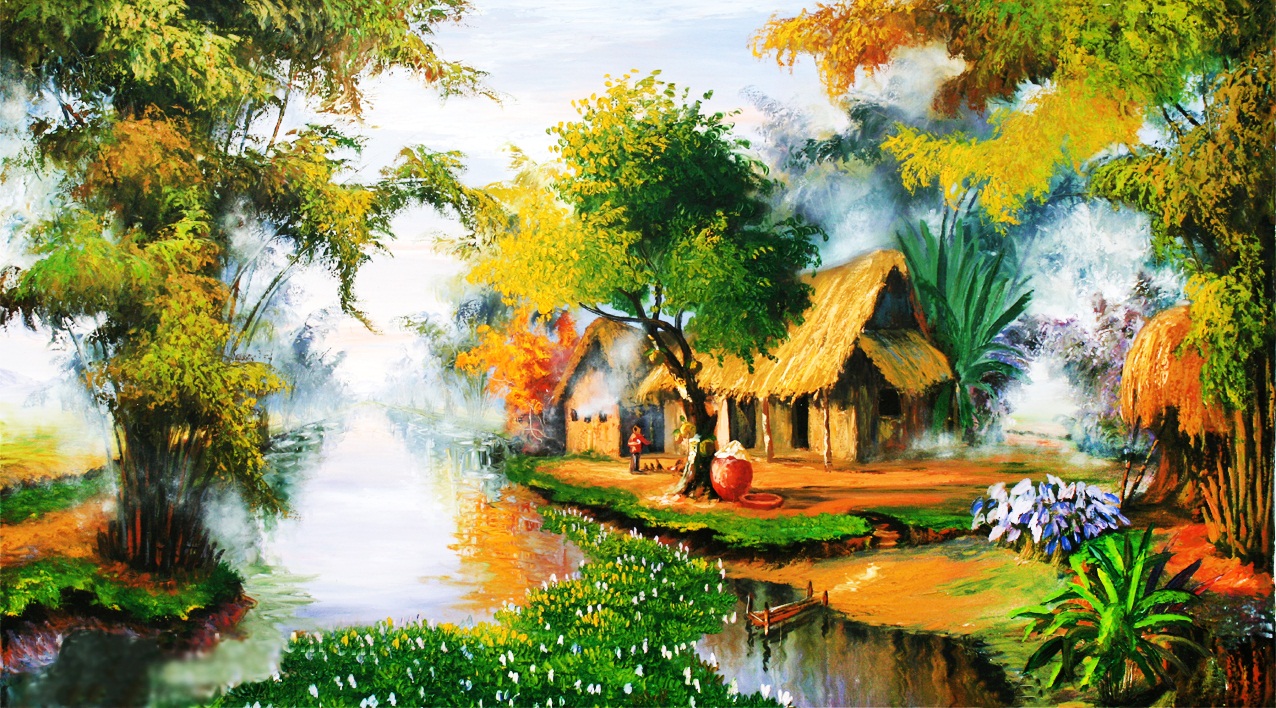 Vẽ tranh phong cảnh làng quê  Vẽ tranh tường Sài Gòn