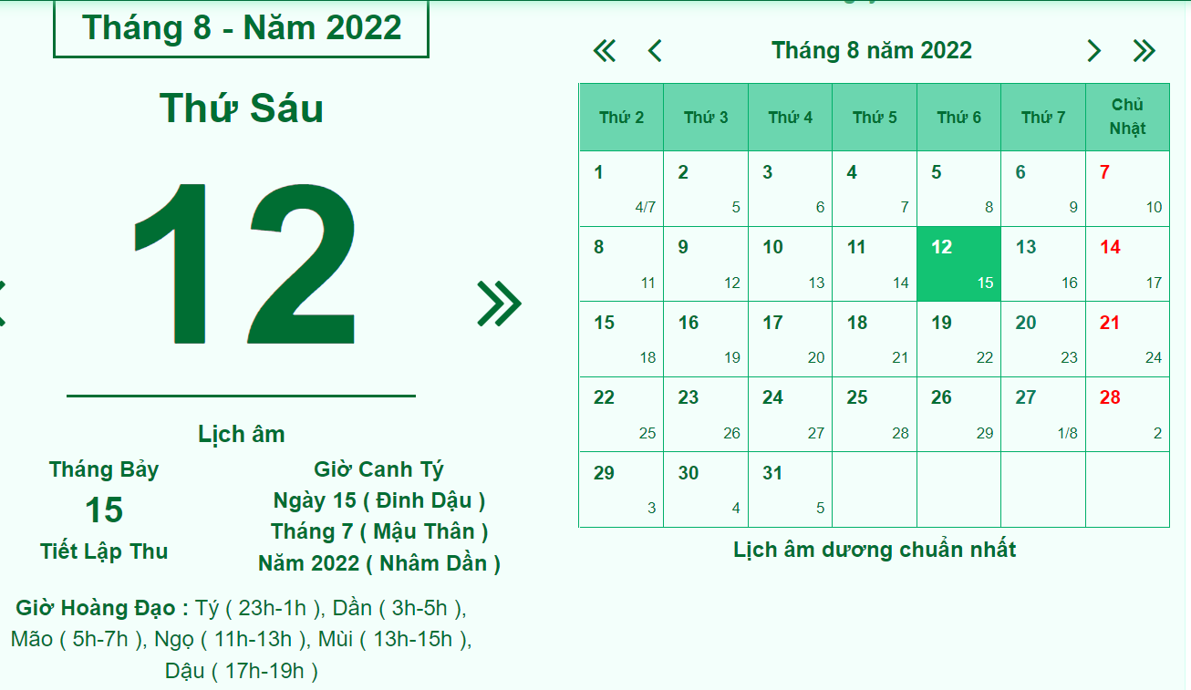 15/7 âm là ngày bao nhiêu dương 2022